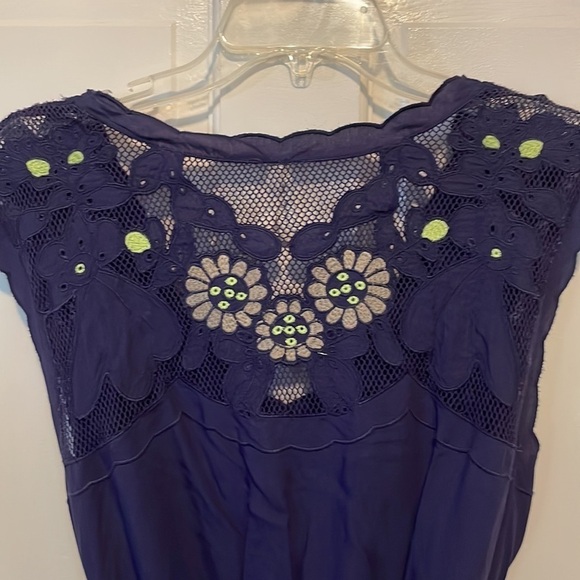 Rare Anthropologie Maeve blue/Purple Embroidered Floral Lace Dress Small - Picture 4 of 14